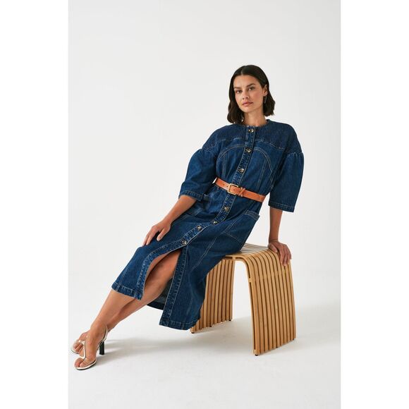 Seventy Dresses & Skirts - Seventy+ Mochi Zaha Vintage Midi Dress in Blue Demin size XS NWT